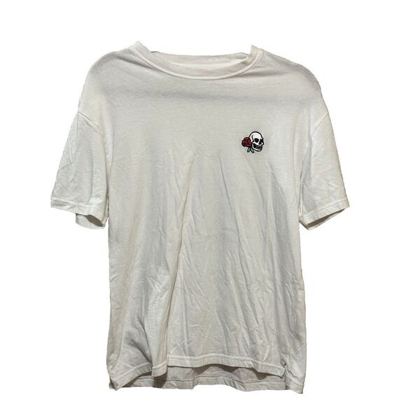 PacSun  Skull & Rose  Embroidered Size Small White T‎ Shirt - Picture 1 of 4